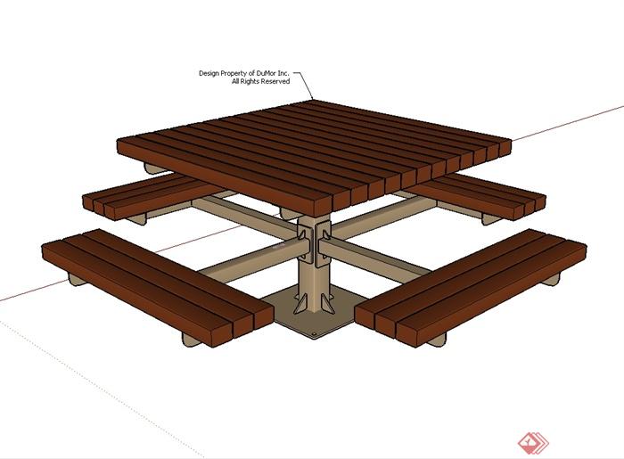现代风格详细桌凳设计su模型(1)