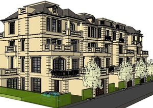 法式风情四层别墅住宅建筑设计Su模型
