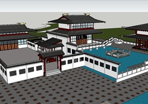 唐代度假古建筑群落设计SU(草图大师)模型