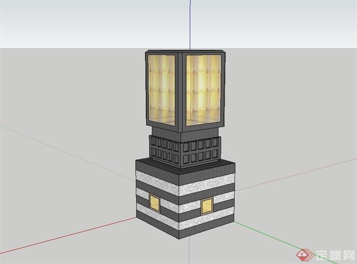 新古典风格详细景观灯柱设计su模型(1)