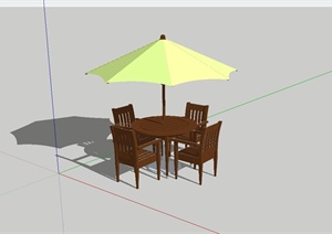 现代风格详细的伞桌椅设计SU(草图大师)模型