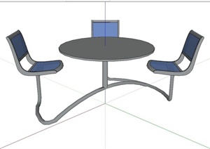 某现代简约桌椅组合设计SU(草图大师)模型