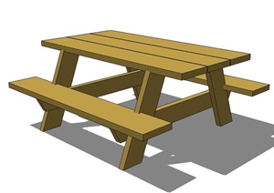 现代风格园林桌凳一体组合设计SU(草图大师)模型