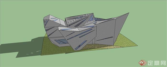 某现代风格创意文化展览馆建筑设计SU模型(8)