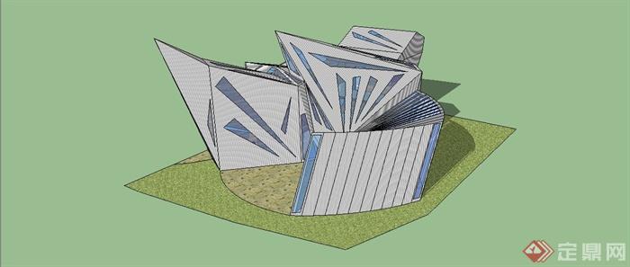 某现代风格创意文化展览馆建筑设计SU模型(7)