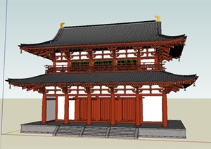 某古典中式风格门楼设计SU(草图大师)模型