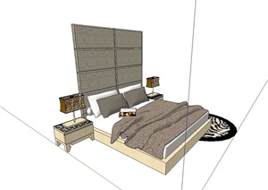现代风格详细卧室床设计SU(草图大师)模型