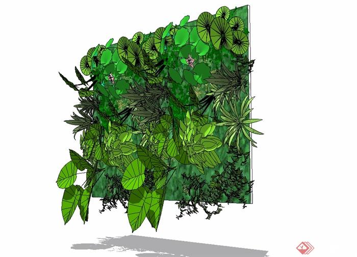 现代风格墙体立体绿化设计SU模型(1)