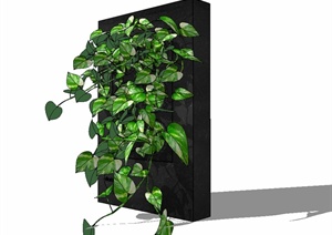 现代风格详细景墙立体绿化设计SU(草图大师)模型