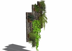 现代风格庭院墙体立体绿化设计SU(草图大师)模型