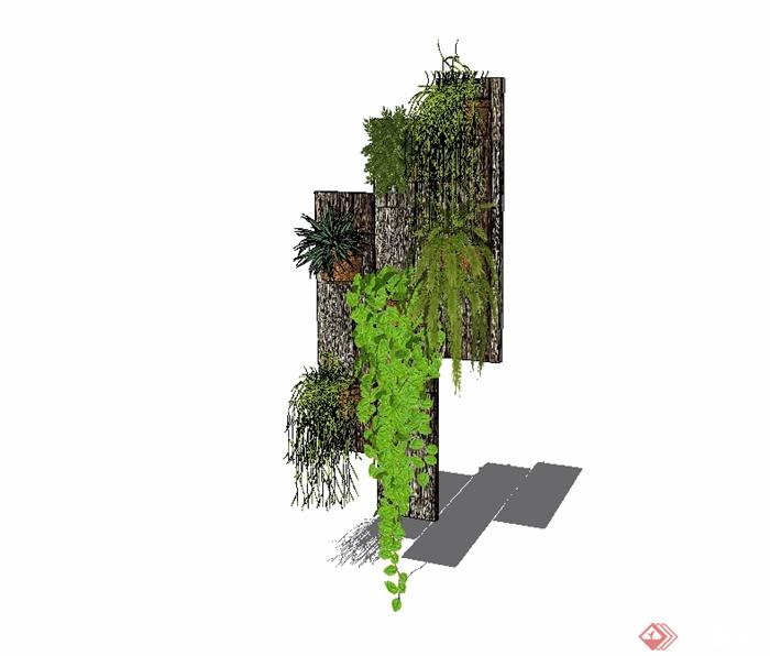 现代风格庭院墙体立体绿化设计SU模型(2)