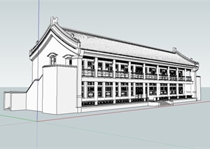 某细致古典中式风格客栈建筑设计SU(草图大师)模型