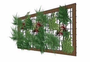 现代风格墙面植物立体绿化设计SU(草图大师)模型
