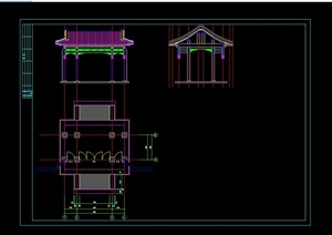 某古典中式风格四合院大门设计CAD方案