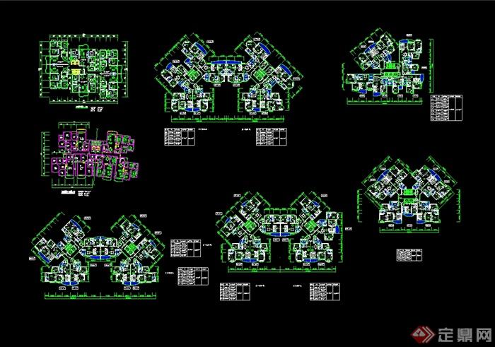 现代风格高层住宅cad户型经典集合(3)