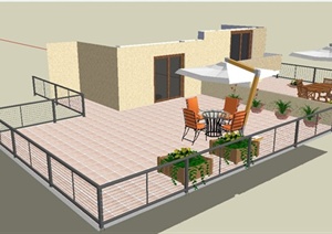 现代风格屋顶花园景观规划设计SU(草图大师)模型