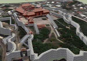 某古典中式风格首里城建筑设计SU(草图大师)模型