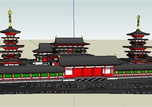 日本古寺文化建筑设计SU(草图大师)模型