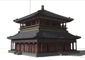 某精致古典中式风格茶楼建筑设计SU(草图大师)模型