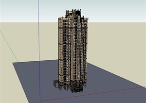新古典风格高层小区居住建筑楼设计SU(草图大师)模型