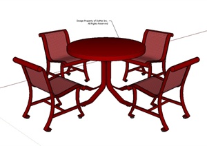 现代风格详细桌椅组合设计SU(草图大师)模型