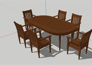 现代风格六人餐桌椅设计SU(草图大师)模型