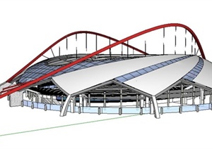 现代简约体育馆建筑设计SU(草图大师)单体模型