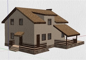 美式风格乡村住宅建筑设计SU(草图大师)模型