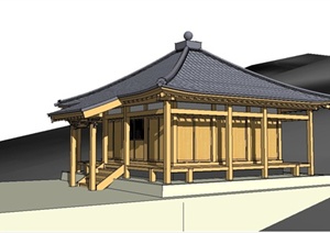 某简约古典中式风格寺庙建筑设计SU(草图大师)模型