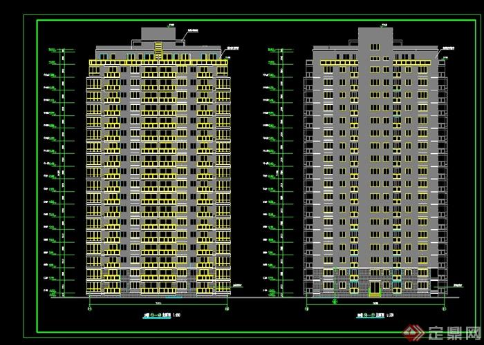 现代风格小区高层住宅楼建筑设计cad施工图(1)