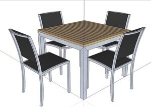 现代风格室内四人餐桌椅组合设计SU(草图大师)模型