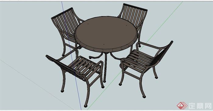 某现代简约餐桌椅组合设计SU模型(1)