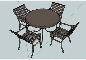 某现代简约餐桌椅组合设计SU(草图大师)模型