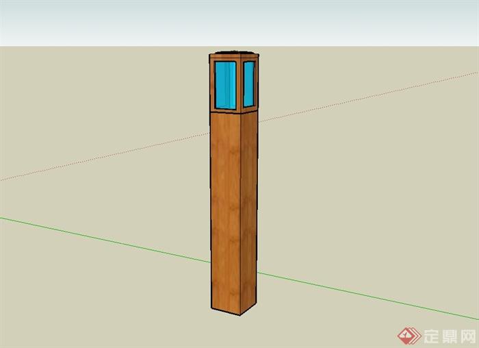 现代风格木质景观灯柱设计su模型(2)