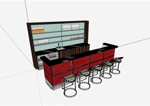 某现代风格咖啡厅吧台详细设计SU(草图大师)模型