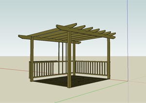 现代简单的庭院廊架设计SU(草图大师)模型
