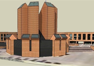 现代风格文化教堂建筑设计SU(草图大师)模型