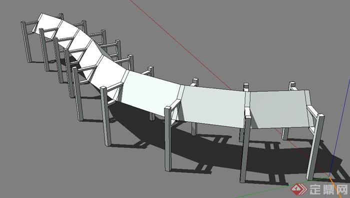 弧形走廊长廊设计Su模型(1)