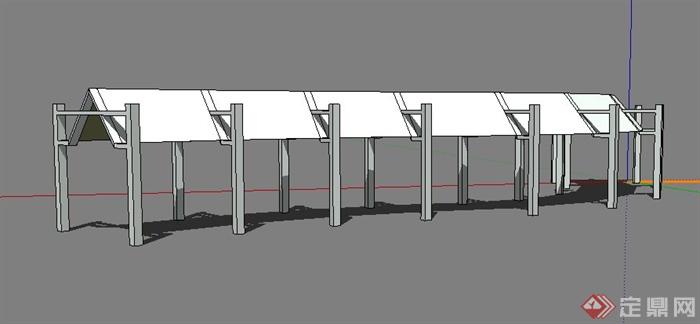 弧形走廊长廊设计Su模型(3)