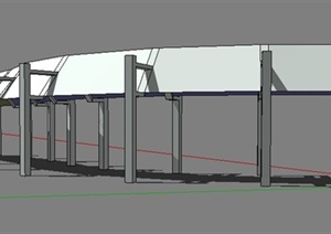 弧形走廊长廊设计Su模型