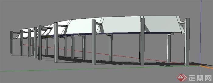 弧形走廊长廊设计Su模型(2)