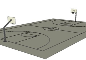 篮球场场地设计SU(草图大师)模型