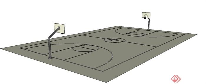 篮球场场地设计su模型(1)