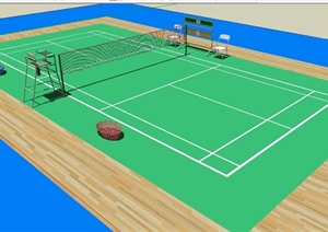 网球场完整模型Su素材