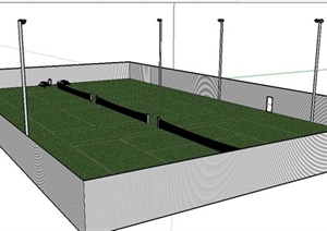 围和式网球场设计SU(草图大师)模型