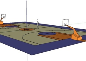 标准篮球场设计SU(草图大师)模型
