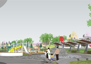 精品现代休闲公园景观设计SU(草图大师)模型