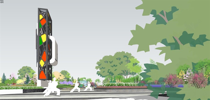 精品现代休闲公园景观设计SU模型