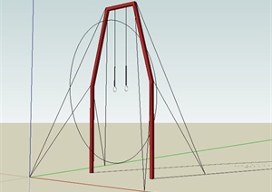 简约吊环单杠SU(草图大师)模型