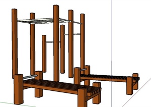 木质健身设施SU(草图大师)模型